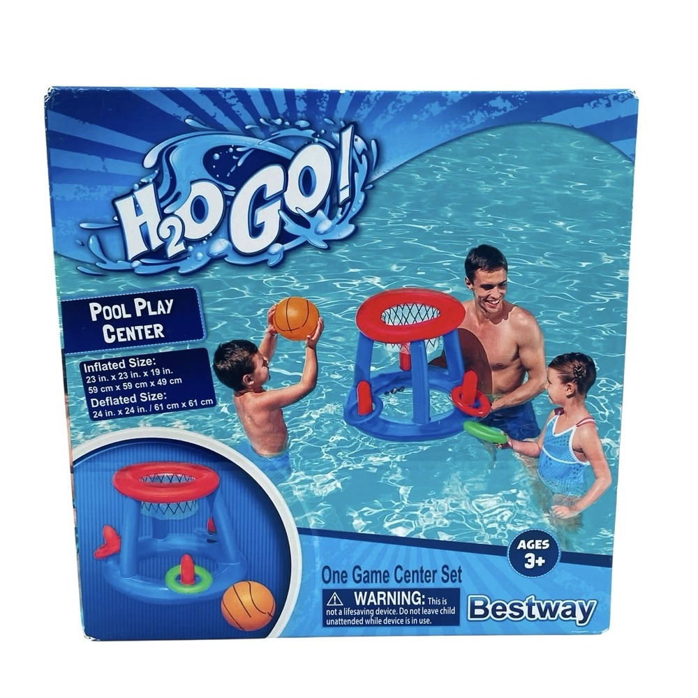 Bestway H2OGO Pool Play Center Kids Multicolor Inflatable Basketball Ring Toss